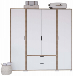 Riidekapp Kalune Design Nisan, valge v./p&auml;hklipuu v., 45 cm x 170 cm x 183 cm