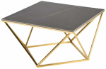 Kohvilaud Felicia, kuld v./must v./marmor v., 80 cm x 80 cm x 46 cm