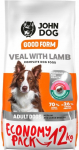 Kuiv koeratoit John Dog Good Form Adult Medium Veal & Lamb, lambaliha/vasikaliha, 12 kg