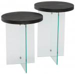 Kohvilaudade komplekt Kalune Design Serenity, antratsiit v./l&auml;bipaistev v., 35 cm x 35 cm x 46 - 51 cm, 2 tk