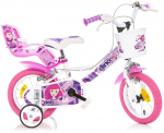 Lisaratastega laste jalgratas, laste Dino Bikes Fairy, valge/mitmev&auml;rviline, 12"