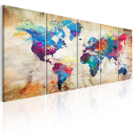 Reproduktsioon Artgeist World Map: Colourful Ink HK6958-DKX, 225 cm x 90 cm