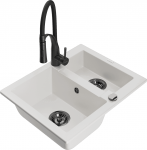 K&ouml;&ouml;givalamu koos kraaniga Mexen Carlos Aster, graniit, 58.2 cm x 47.5 cm x 17.7 cm, valge/must