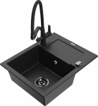 K&ouml;&ouml;givalamu koos kraaniga Mexen Enzo, vaik/graniit, 57.6 cm x 46.5 cm x 17.4 cm, h&otilde;be/must