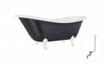 Vann, teisaldatav Besco Otylia Glam, 160 cm x 77 cm x 69.5 cm, ovaalne, valge/kroom