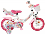 Lisaratastega laste jalgratas, laste Volare Unicorn CB OWT, valge, 12"