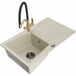 K&ouml;&ouml;givalamu koos kraaniga Mexen Cesar, graniit, 77.5 cm x 47 cm x 19 cm, beige+black/gold