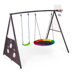Kiik koos raamiga lastele EcoToys 4in1, 168 cm, 197 cm, must v./mitmev&auml;rviline