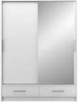 Riidekapp Estantte II With Mirror, valge v., 60 cm x 150 cm x 200 cm, peegliga