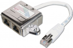 Adapter Digitus RJ-45 x 2, RJ-45 male, 0.19 m, h&otilde;be v.