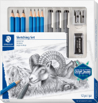 Kirjutamiskomplekt Staedtler, 4H/2H/H/HB/4B/6B/8B, must v., 12 tk