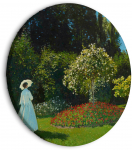 &Uuml;mmargune reproduktsioon l&otilde;uendil Artgeist Woman in the Garden by Claude Monet - A Landscape of Vegetation in Spring, 60 cm x 60 cm