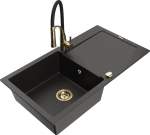 K&ouml;&ouml;givalamu koos kraaniga Mexen Leo Metallic black/gold+Black/Gold, graniit, 90 cm x 50 cm x 19 cm, metallic black/gold+black/gold