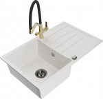 K&ouml;&ouml;givalamu koos kraaniga Mexen Bruno White+Black/Gold, graniit, 79 cm x 49 cm x 20 cm, white+black/gold