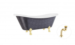 Vann, teisaldatav Besco Amelia Glam, 190 cm x 77 cm x 69 cm, ovaalne, kuldne/grafiit
