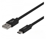 Laadimisjuhe Deltaco Baltic, USB Type-C/USB A, 200 cm, must v.