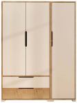 Riidekapp Kalune Design Flora, valge v./tammepuidu imitatsioon v., 45 cm x 137 cm x 183 cm