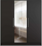 Riidekapp Alarica With Mirror, must v., 60 cm x 180 cm x 200 cm, peegliga