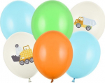 &Otilde;hupallide komplekt ovaalsed PartyDeco Construction Vehicles, mitmev&auml;rviline, 6 tk