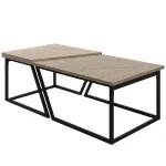 Kohvilaudade komplekt Kalune Design Verona P0024623, travertine v., 120 cm x 60 cm x 38.8 - 40.6 cm, 2 tk