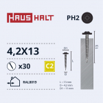 Isekeermestavad kruvid Haushalt, 4.2 mm x 13 mm, 30 tk