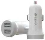 Auto laadija Devia Smart Series, 2 x USB, valge v.