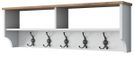 Seinale kinnitatav riidepuu Kalune Design P2 2460, 37.7 cm, valge v./p&auml;hklipuu v.