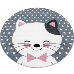 Vaip sise Ayyildiz Kids Kitty, valge v./hall v./roosa v., 120 cm x 120 cm