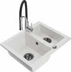 K&ouml;&ouml;givalamu koos kraaniga Mexen Carlos Aster, graniit, 58.2 cm x 47.5 cm x 17.7 cm, valge/must/kroom