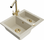 K&ouml;&ouml;givalamu koos kraaniga Mexen Carlos Beige+Gold, graniit, 58 cm x 47 cm x 17.7 cm, beige+gold