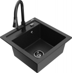 K&ouml;&ouml;givalamu koos kraaniga Mexen Vito, graniit, 49 cm x 52 cm x 21 cm, metallic black/silver+black