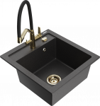 K&ouml;&ouml;givalamu koos kraaniga Mexen Vito, graniit, 52 cm x 49 cm x 21 cm, kuldne/must