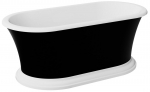 Vann, teisaldatav Besco Ziva Black&White Matt, 160 cm x 75 cm x 61 cm, ovaalne, kuldne/valge
