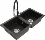 K&ouml;&ouml;givalamu koos kraaniga Mexen Mario, graniit, 82 cm x 43.6 cm x 16.1 cm, metallic black/gold+black/chrome