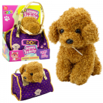 Pehme m&auml;nguasi, kotiga koer Lean Toys Happy Family Poodle, pruun/violetne, 25 cm