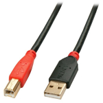 Kaabel Lindy USB-A - USB-B 42761 USB, USB-B, 10 m, must v./punane v.