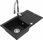 K&ouml;&ouml;givalamu koos kraaniga Mexen Pablo, graniit, 75 cm x 43 cm x 16.1 cm, must/kroom