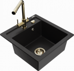 K&ouml;&ouml;givalamu koos kraaniga Mexen Vito, messing/keraamiline/vaik, 52 cm x 49 cm x 21 cm, kuldne/must