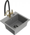 K&ouml;&ouml;givalamu koos kraaniga Mexen Milo Duo, graniit, 43.5 cm x 41 cm x 17.1 cm, kuldne/must/hall