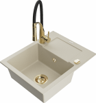 K&ouml;&ouml;givalamu koos kraaniga Mexen Enzo Aster, graniit, 57.6 cm x 46.5 cm x 17.4 cm, kuldne/beež