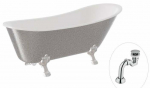 Vann, teisaldatav Besco Olaya Glam, 160 cm x 67 cm x 68 cm, ovaalne, valge/h&otilde;be