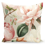 Dekoratiivpadjap&uuml;&uuml;r Mariall Magnolia, roosa/beež/roheline, 40 cm x 40 cm