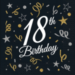 Pabersalvr&auml;tikud Happy Birthday, 33 cm x 33 cm, kuldne v./h&otilde;be v./must v., 20 tk