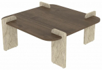 Kohvilaud Kalune Design Afrolli, p&auml;hklipuu v./travertine v., 90 cm x 90 cm x 35 cm