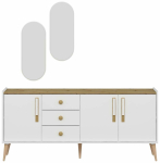 Konsoollaud Kalune Design Mitra Mirror, valge v., 45 cm x 180 cm x 80 cm