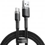 Baseus CATKLF-UG1 Nylon Vastupidav USB & Laadimiskaabel USB-C QC3.0 2A kuni USB 2.0 3M Must-Hall