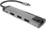 Dock jaam Natec USB-C - USB-C/HDMI/2xUSB 3.0/RJ-45 NMP-1985 USB-C male, USB-C/HDMI/2xUSB 3.0/RJ-45 female, hall v.