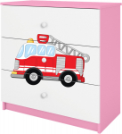 Laste kummut Kocot Kids Babydreams Fire Brigade, valge v./roosa v., 80 cm x 41 cm x 80.5 cm