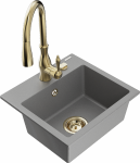 K&ouml;&ouml;givalamu koos kraaniga Mexen Milo, graniit, 43 cm x 41 cm x 17.1 cm, kuldne/hall