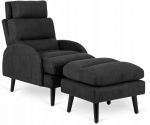 Tugitool koos jalatoega Henry, must v., 85 cm x 66 cm x 100 cm